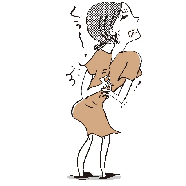 ファスナーを上げるとき