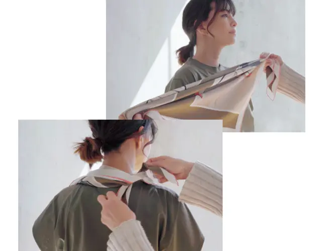 ヴィンテージシルクで絵画的モチーフを小粋に