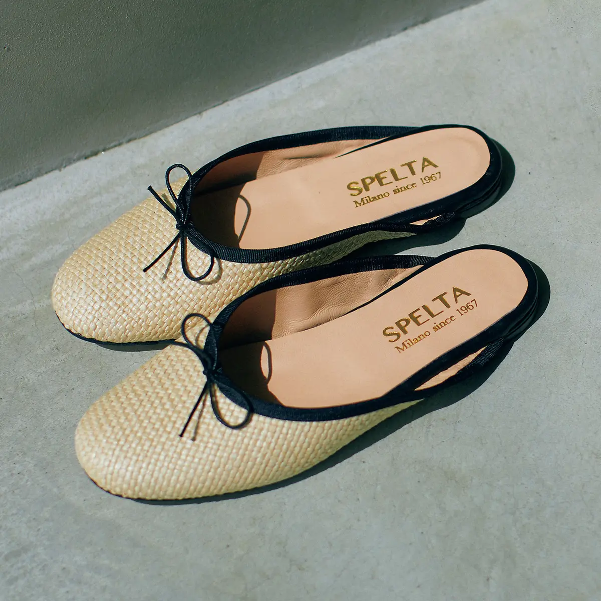 SPELTA ラフィア調スリッパバレエシューズ