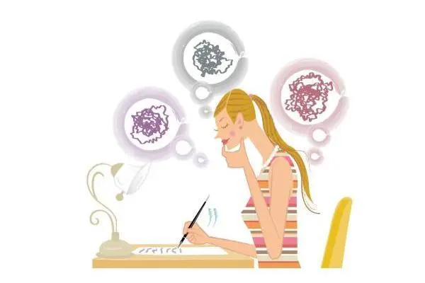 OurAge×Webエクラ  嫌なことを書き出す女性イラスト