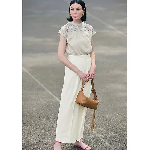 E by eclat 【前後2WAY】レース切り替えフレンチスリーブT