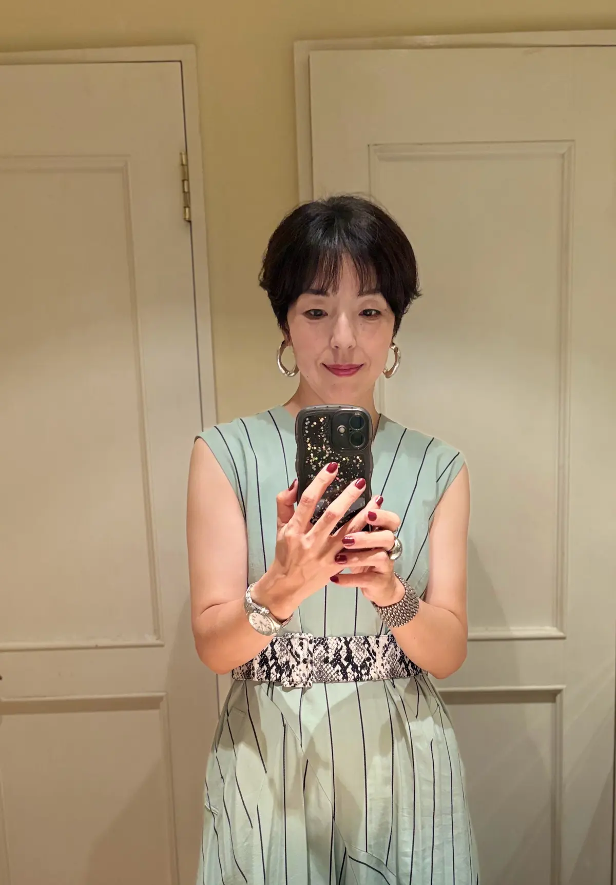 アキラナカ　ワンピース　アラフィフファッション　50代ファッション　