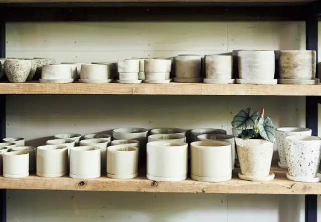 黒・グレー・ゴールド系の鉢が豊富。