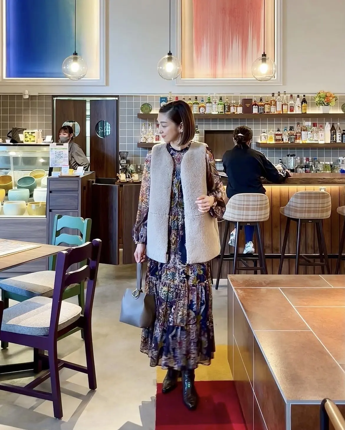 華組ワンピースコーデ　ZARAワンピース