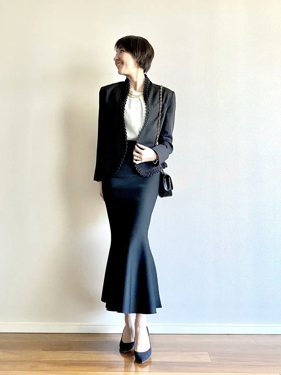 Diorジャケット スカートコーデ