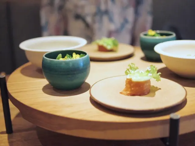 フレンチ　3品アミューズ　甘海老　鯖　金目鯛