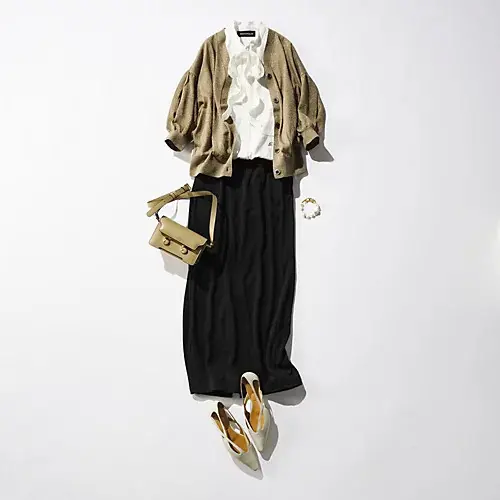 E by éclat ギャザー袖ラメカーディガン