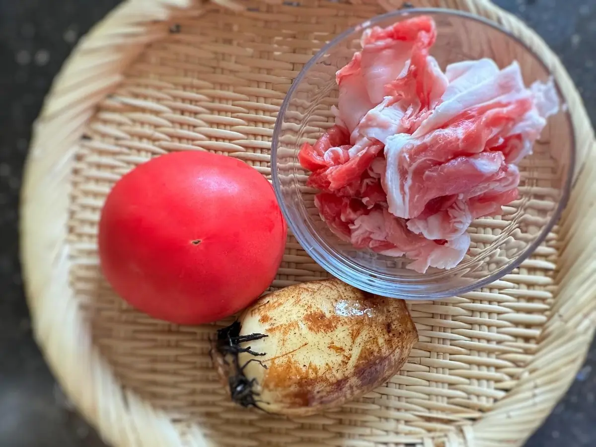 OurAge×Webエクラ　レンチンれんこん豚トマトレシピ　材料