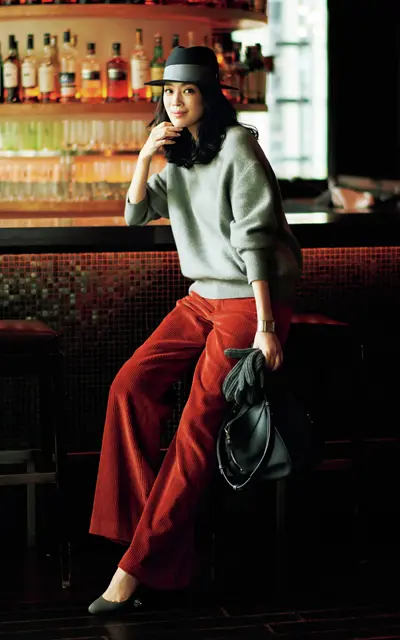 カラー　コーデュロイパンツ