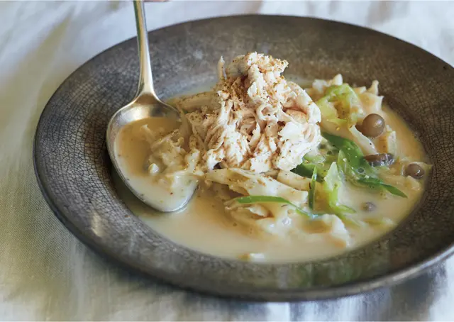 たんぱく質たっぷり「鶏ささ身ときのこの豆乳味噌スープ」