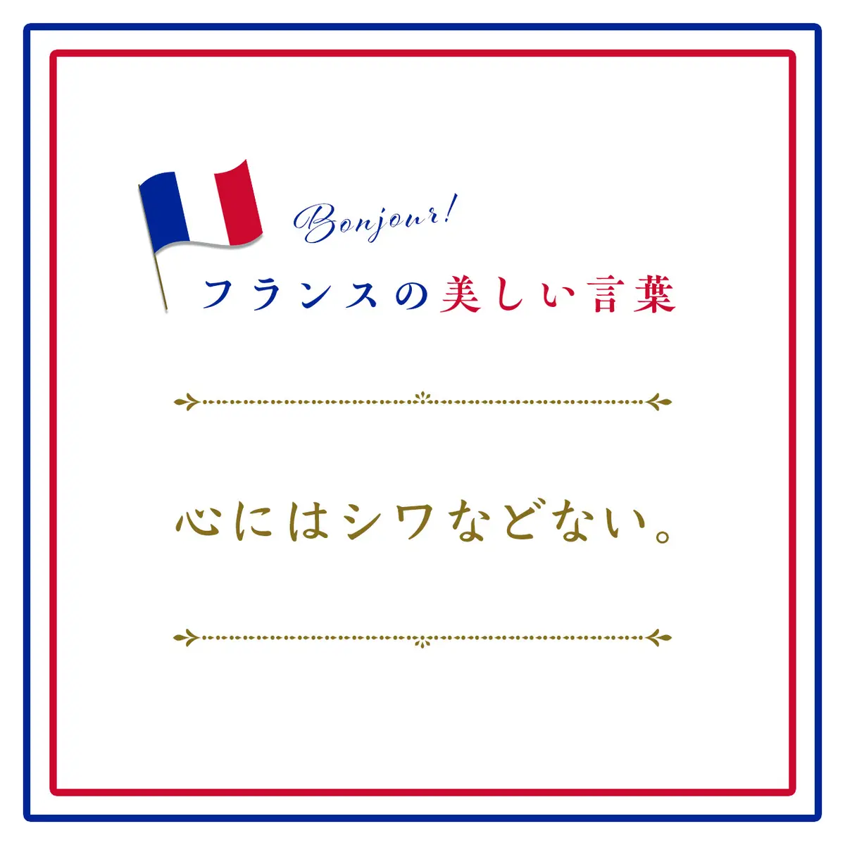 Webエクラ フランスの美しい言葉 心にはシワなどないーLe cœur n’a pas de rides.