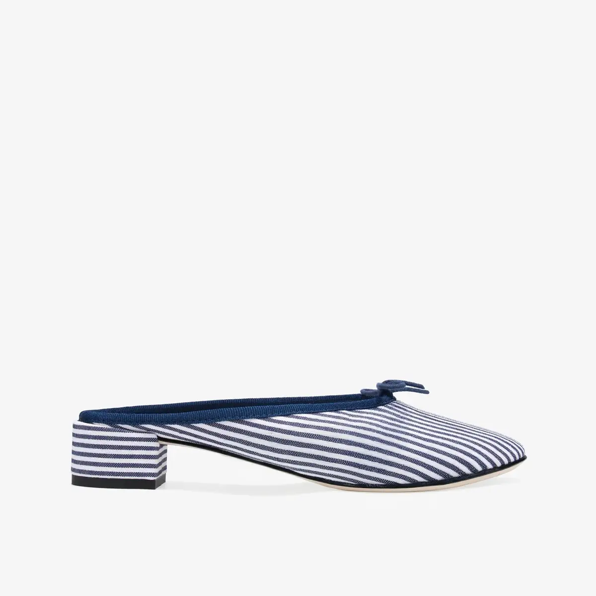 Repetto　ブルー×ホワイトストライプ柄ミュール