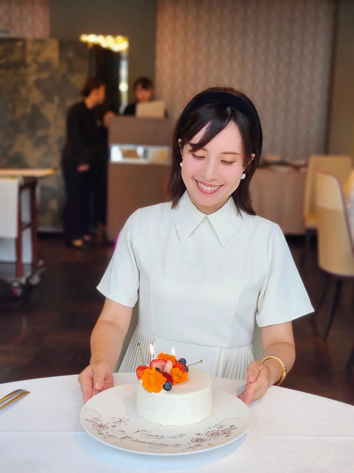 銀座ランチ、フレンチ、お誕生日会、バースデーケーキ、THE GRAND 47、40代ファッション、GINZA SIX、ギンザシックス