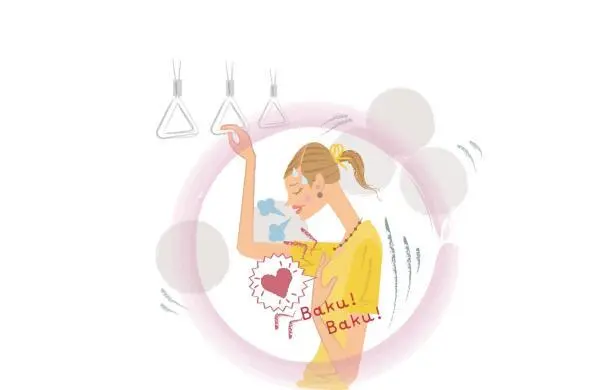 OurAge×Webエクラ  乗り物の中で心臓バクバク状態の女性イラスト