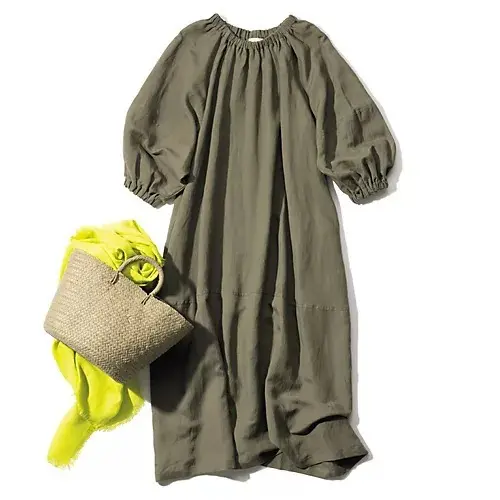 ADAWAS リネンギャザーワンピース ￥35,200