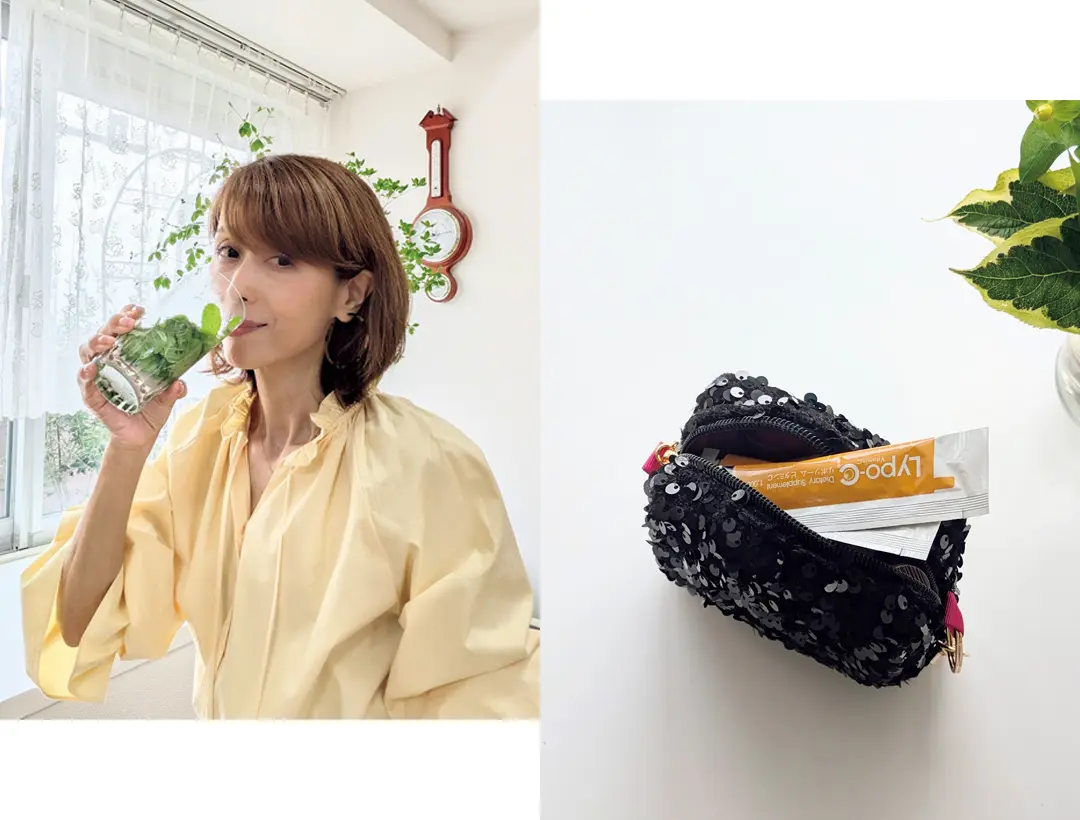 梅シロップに数種類のミントを入れたものに混ぜて