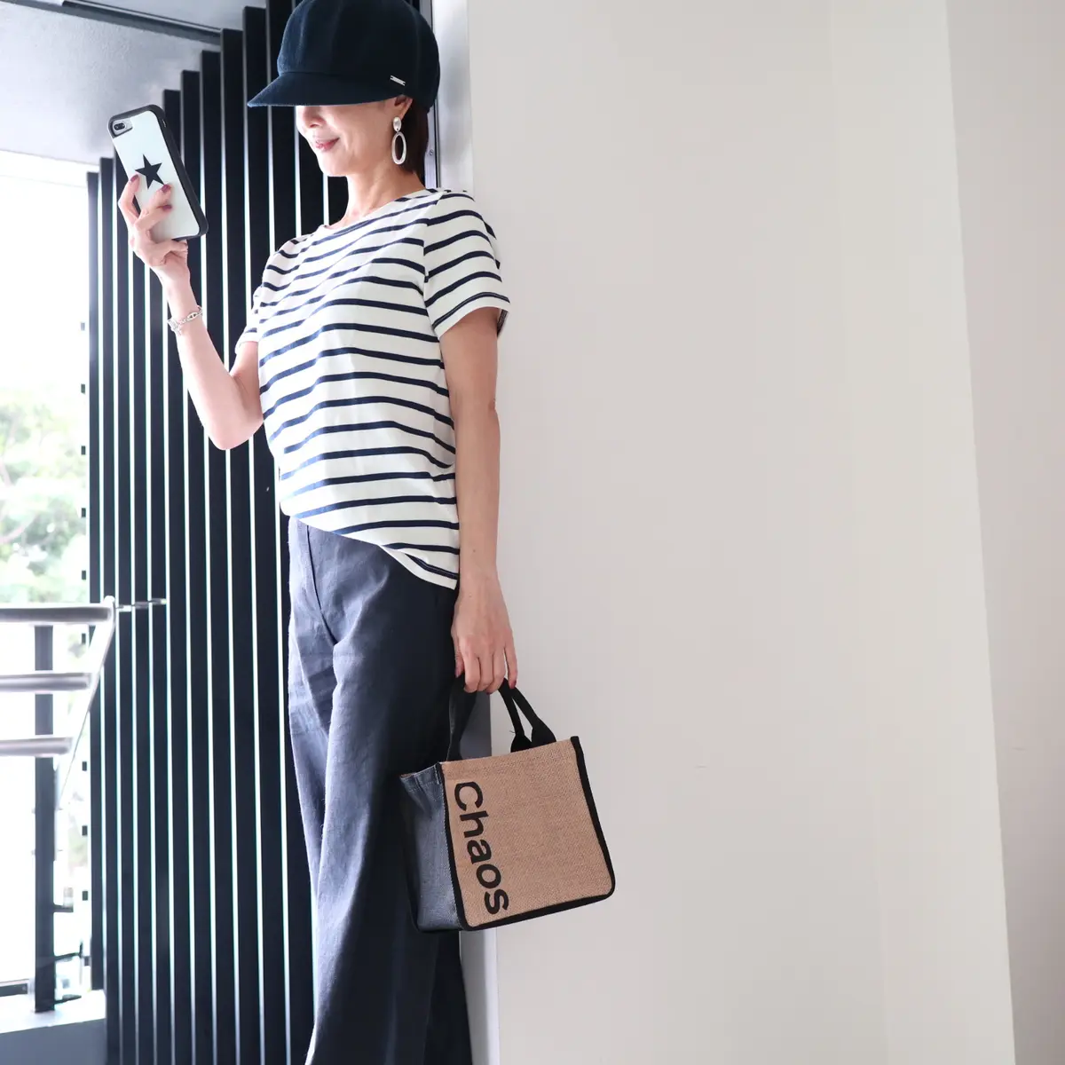 ボーダー柄　ネイビーボーダー