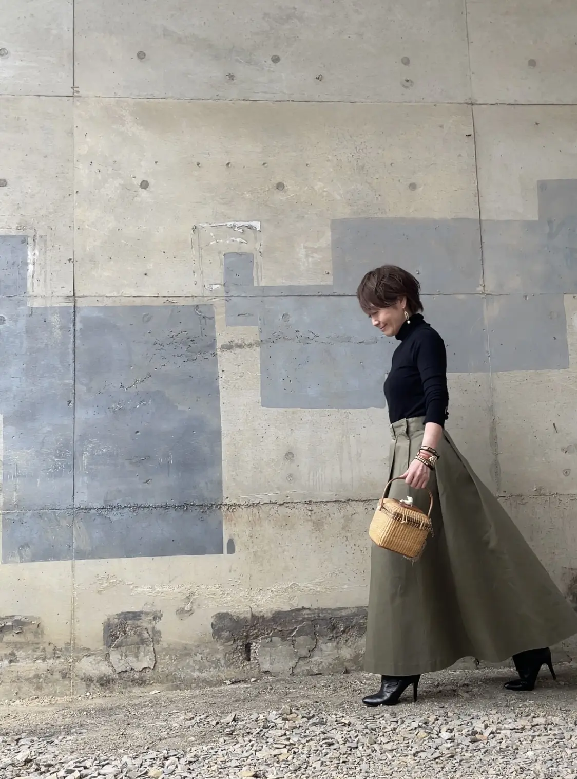 ボリュームスカート私はベージュ×カーキをの画像_4