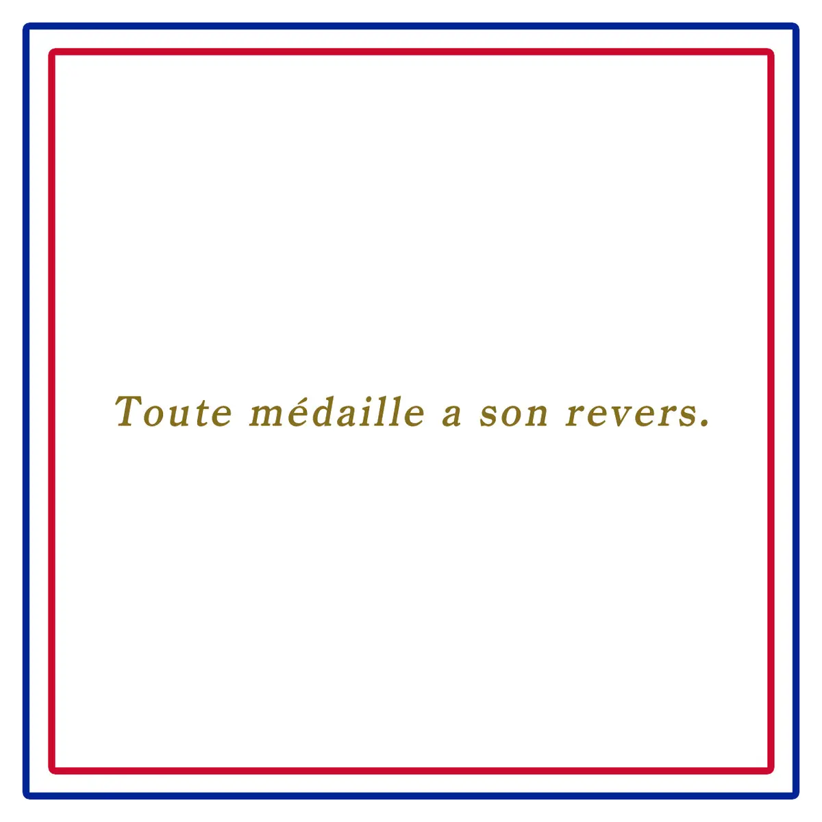 全ての金貨には裏があるーToute médaille a son revers.