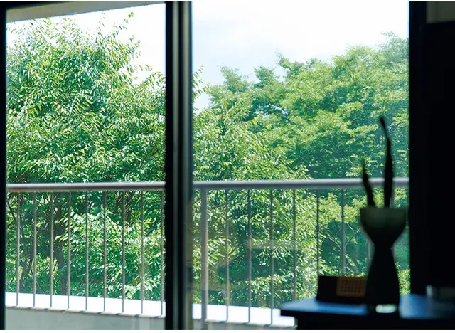 都心とは思えない緑に囲まれた立地。