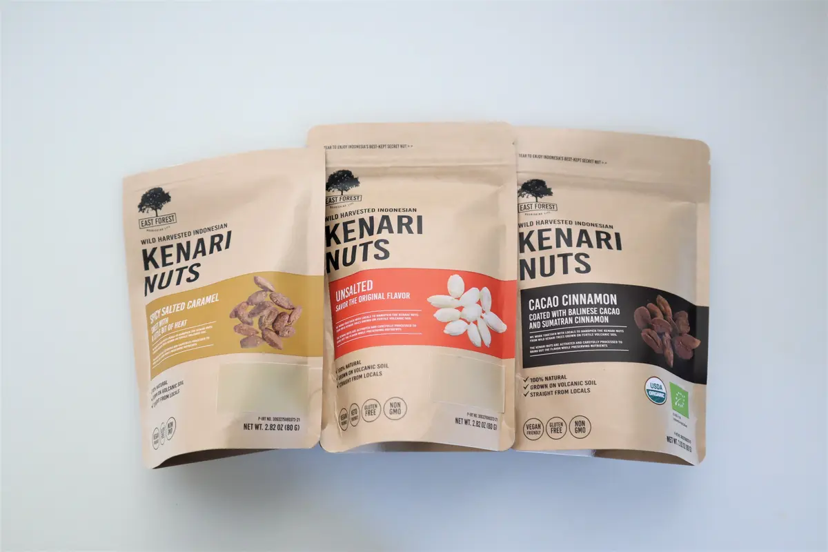 クナリナッツ　スパイシーキャラメル、プレーン、カカオシナモン