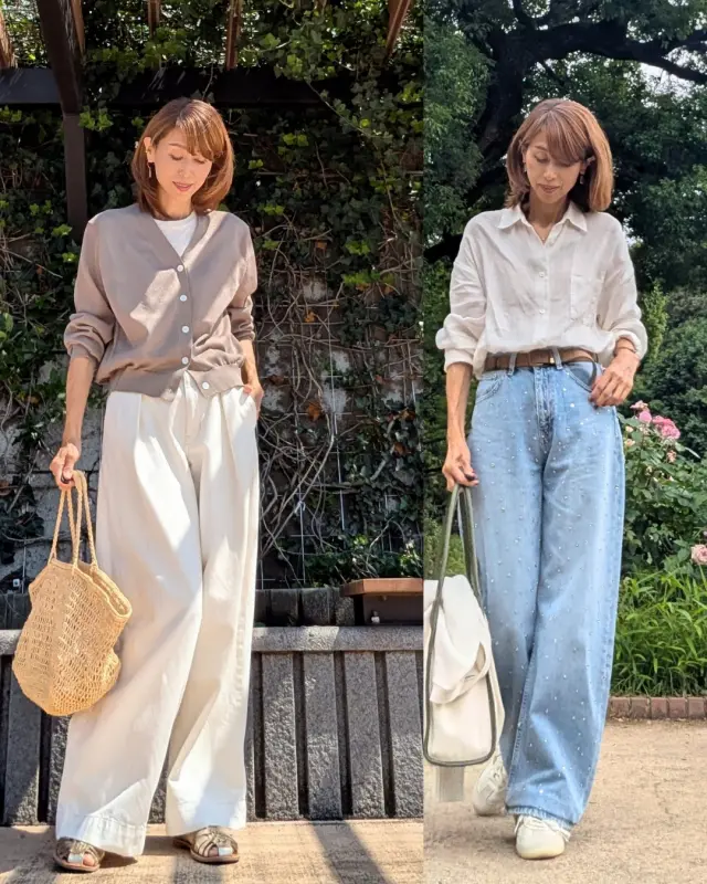 デニム　ビジュ付きデニム　ZARA　ワイドデニム　ホワイトデニム