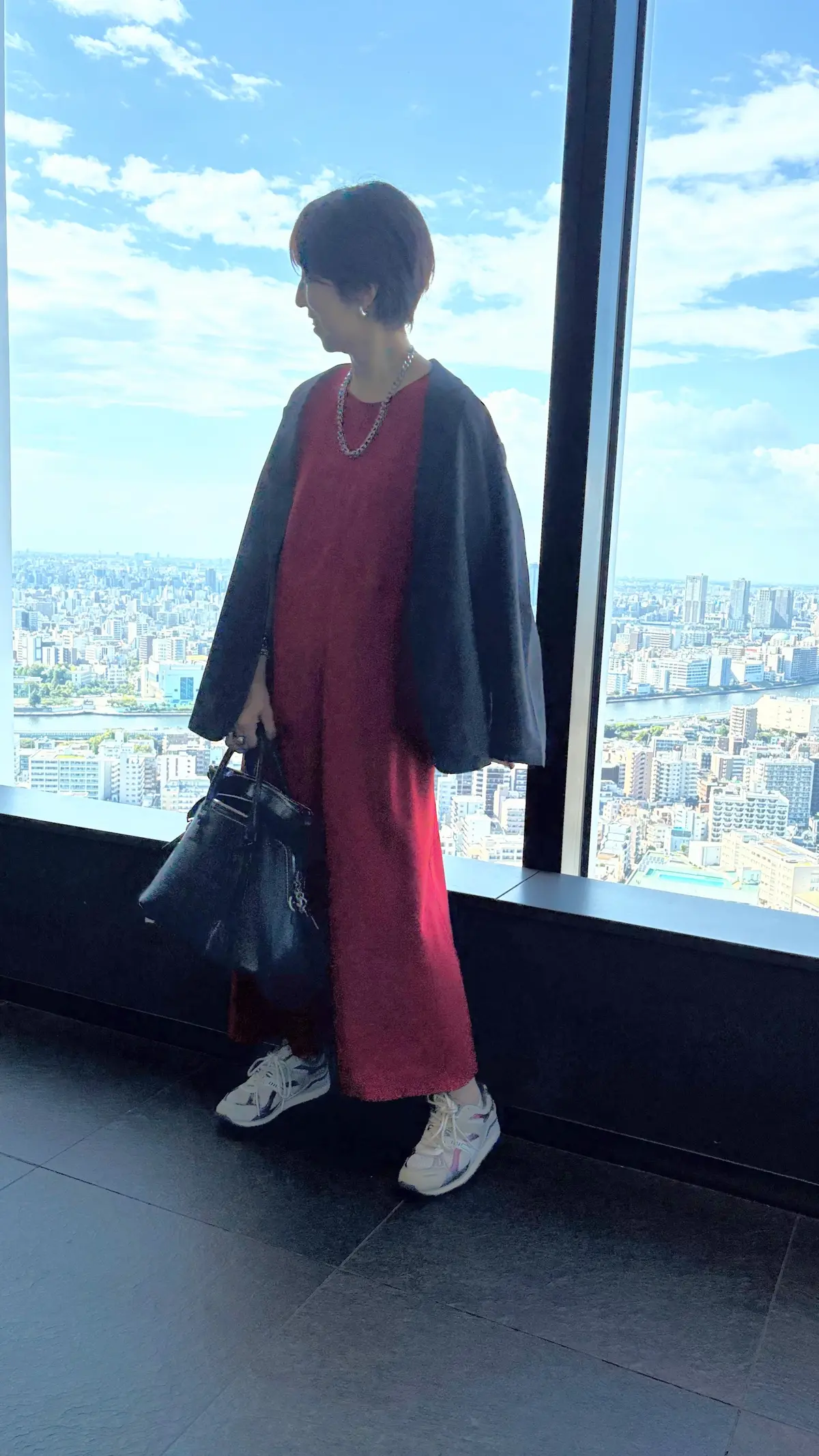 ZARA購入品　ワンピースコーデ　赤　誕生日会　スニーカーコーデ　GU　ジャケット　