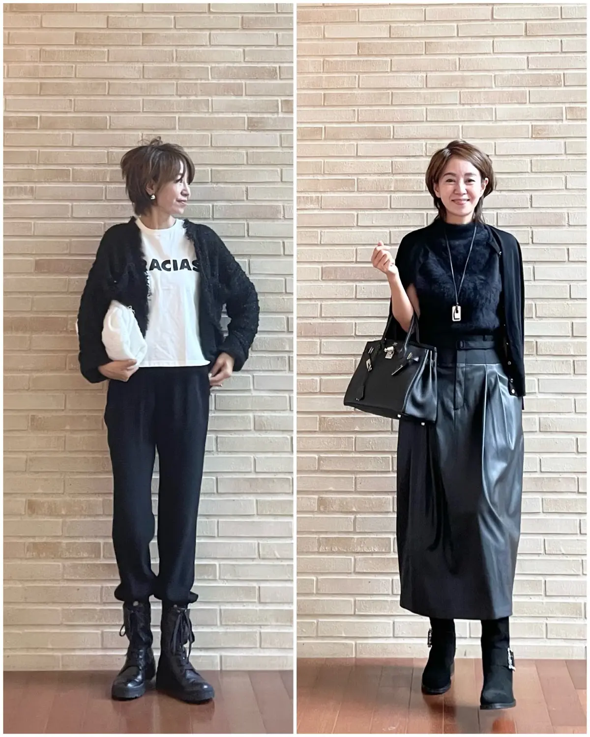 秋の白黒モノトーンコーデ4stylesの画像_2