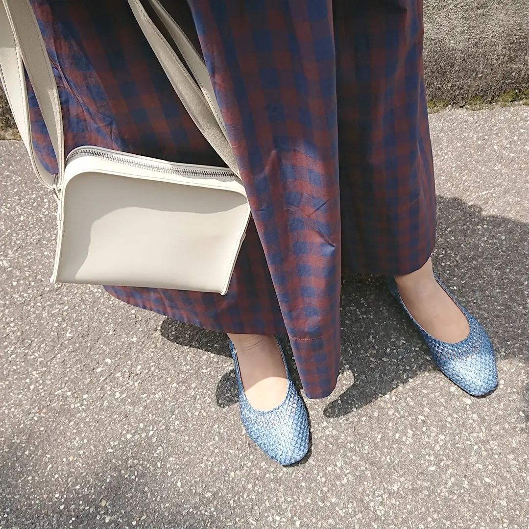 ブルーフラットシューズ  ミニバッグ