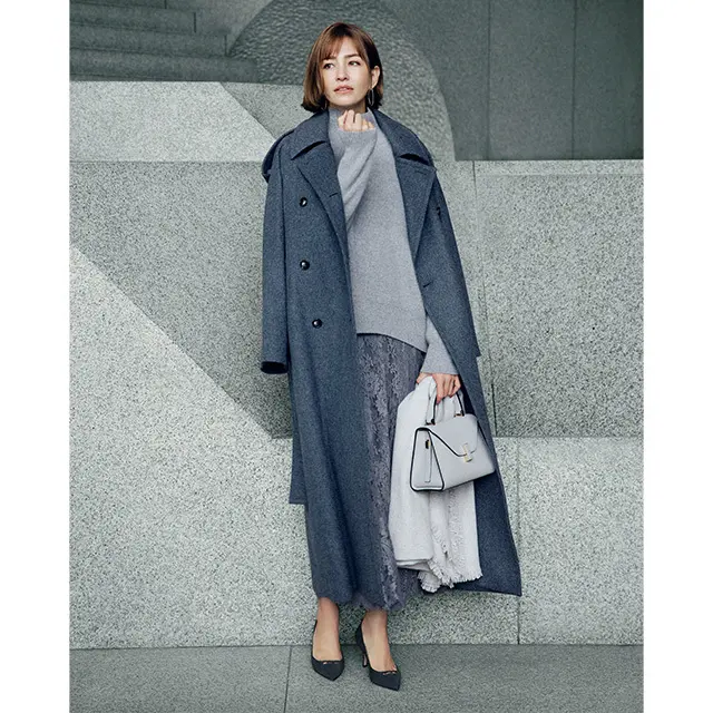 あえて濃色で引き締めない 全身グラデーションで優しげに