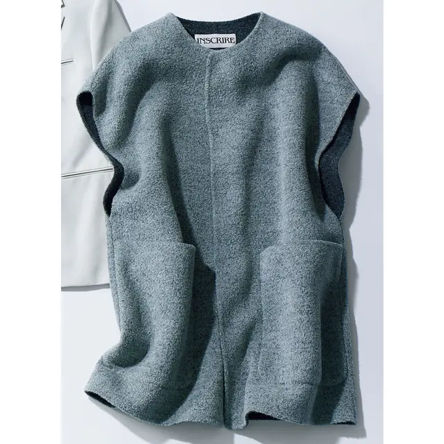 合わせやすい色みのジレでレイヤードも自由自在