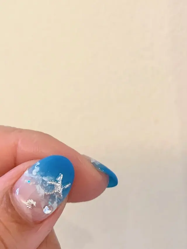 サマーネイル　夏ネイル　海ネイル　ブルーネイル　ブルーコーデ