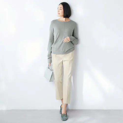 E by éclat 前後2WAYニットソー、脚長テーパードパンツ