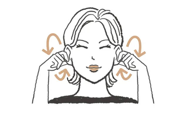 両耳を前から後ろにゆっくり大きく5回回す