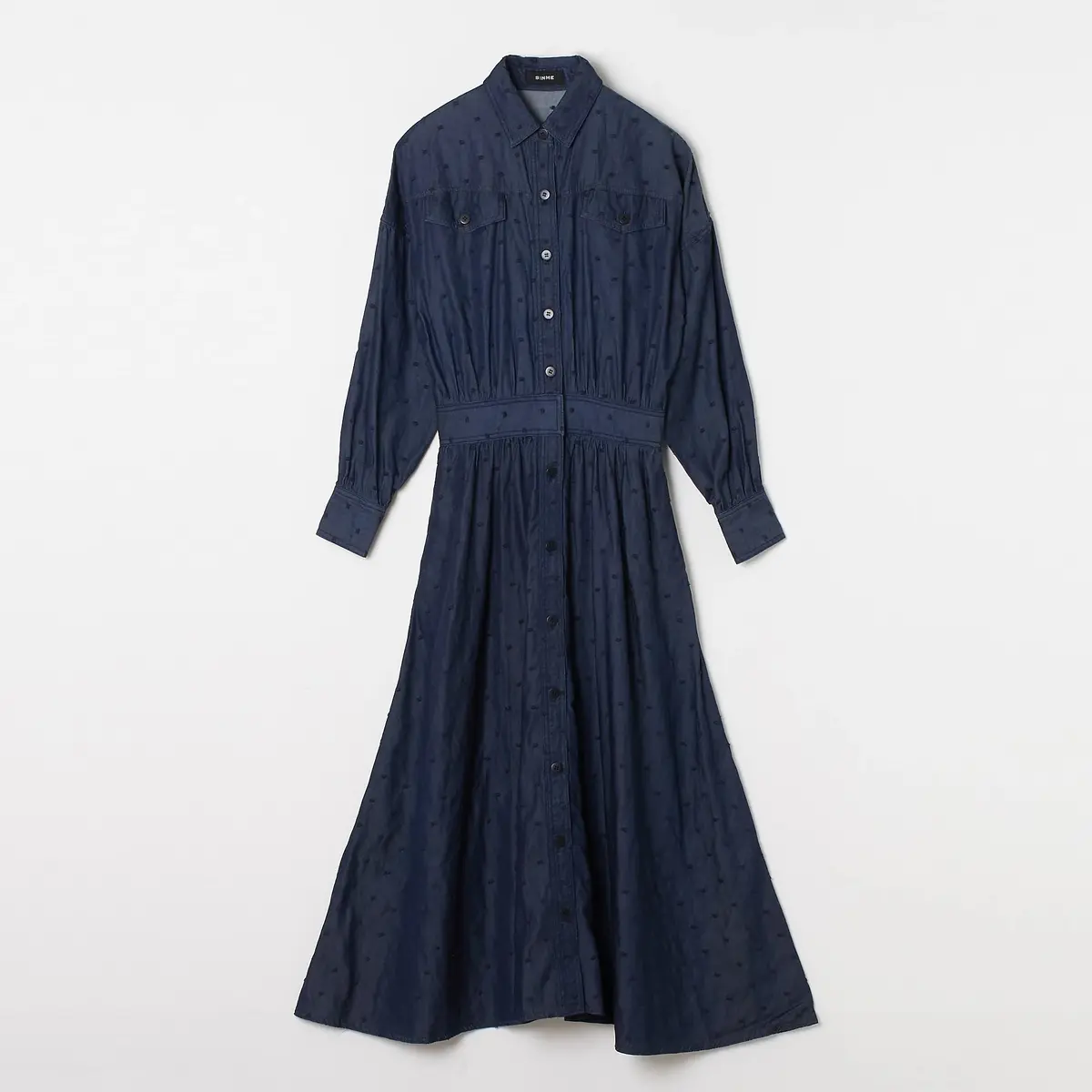 8.SINME　ドット刺繍デニムシャツワンピース