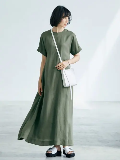 池田奈加子×SACRA リネンボイルワンピース ￥39,600