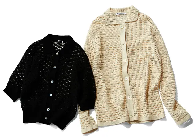 （右）カーディガン￥14,850／ユナイテッドアローズ 渋谷スクランブルスクエア店（ビューティ&ユース）　（左）カーディガン￥20,900／エイチ ビューティ&ユース