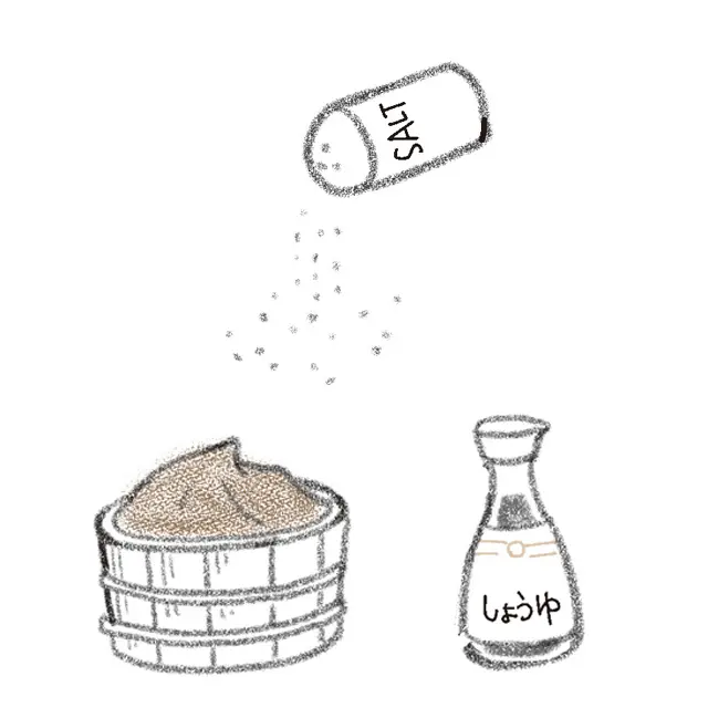 塩気のある調味料（塩、しょうゆ、味噌）