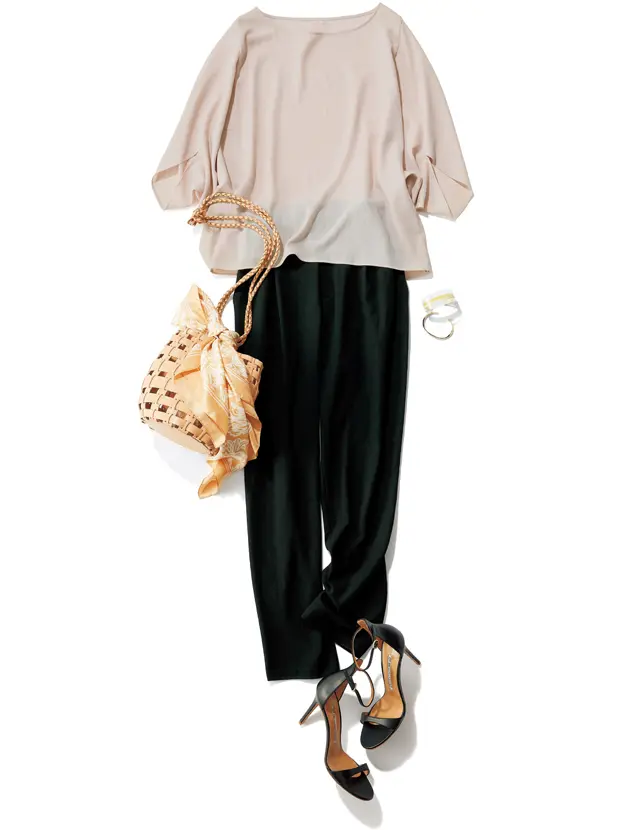 GALLARDAGALANTE×éclat　ポンチョブラウス　ジャージージョッパーパンツ