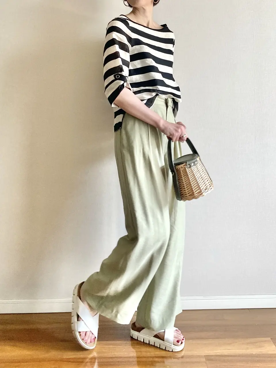 ZARA ストライプ リネン トップス①