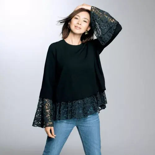 Room no.8 BLACK×eclat レース切替ブラウス ￥46,200