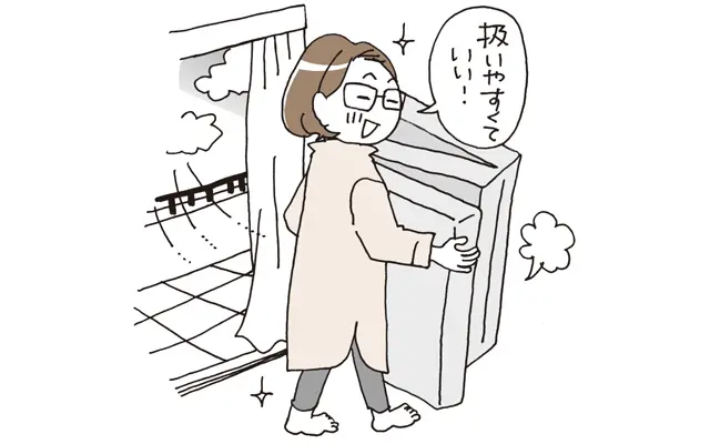 三つ折りにして持ち運べ、お手入れしやすい