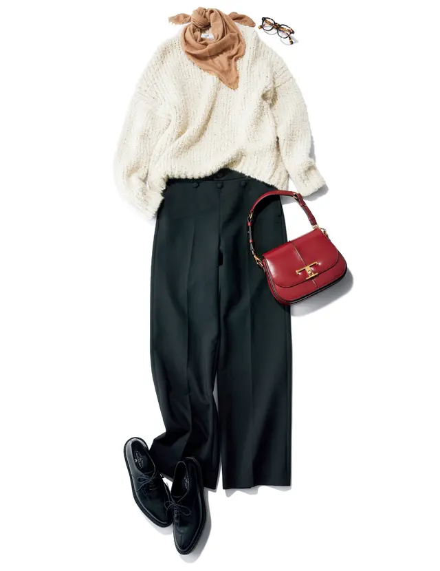 ハイクの黒パンツ　腰まわりに施されたマリンパンツの遊び心をブラックで洗練させて