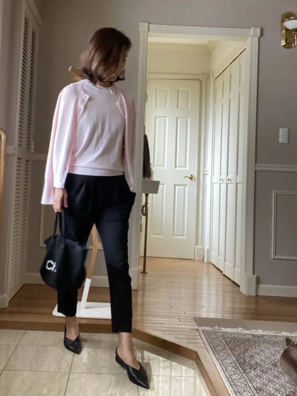 ベビーピンクのアンサンブルニットの画像_2