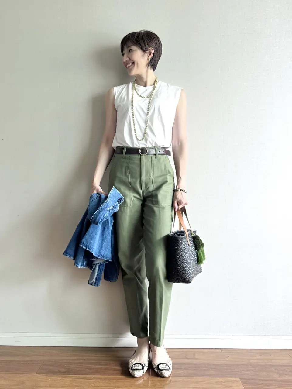 ZARA デニムキモノシャツ コーデ 02