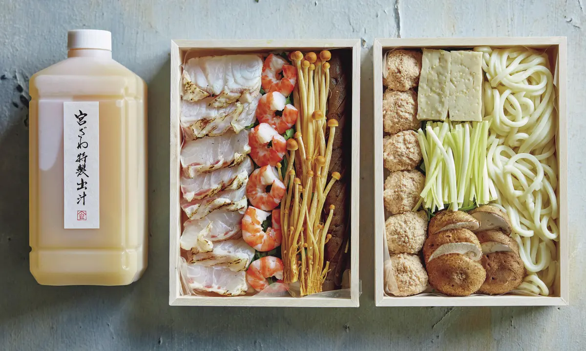 料亭＆割烹の味を、自宅でゆっくりと味わう「豪華取り寄せ鍋」厳選4【大人のごちそう鍋】『じき宮ざわ』 クエと車海老の 養生鍋　鍋セットの中身