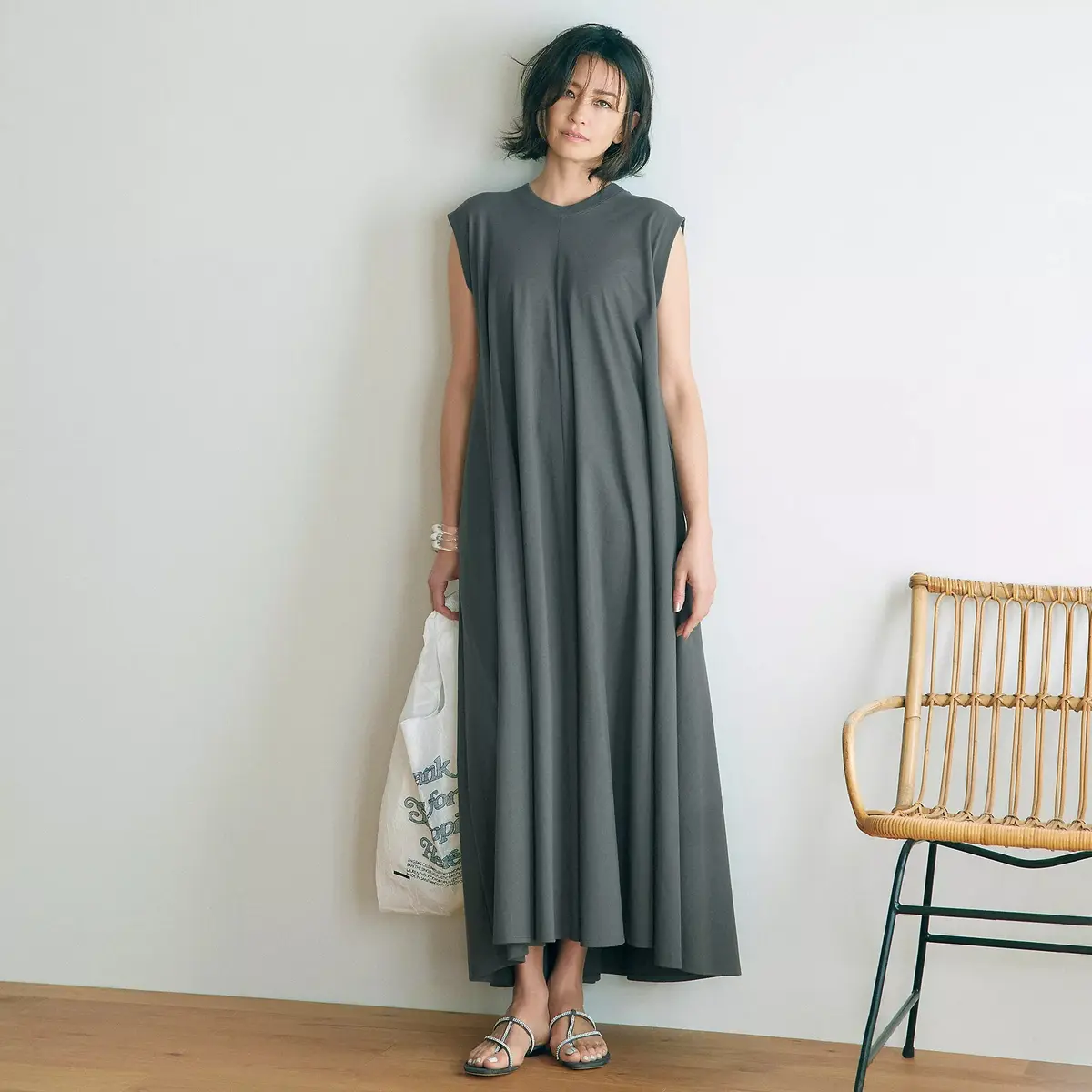 ATON フレアジャージードレス