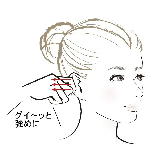 耳引っぱりで 血流を促す