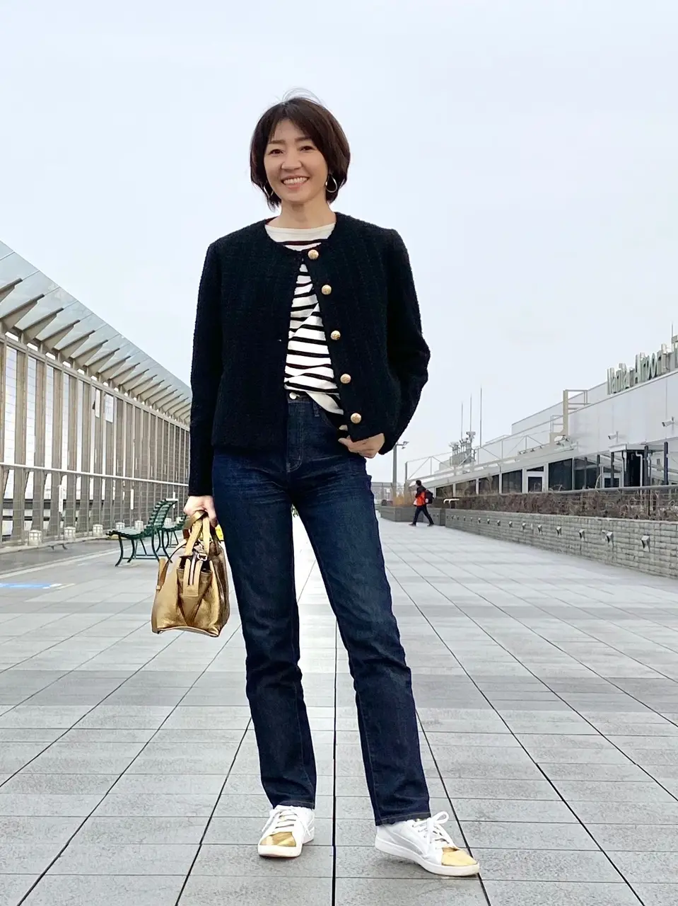 ZARA黒ツイードジャケットコーデ①