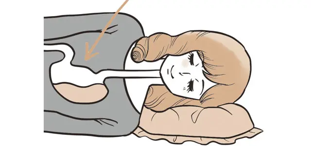 胃の上部のスペースは左側のほうが広いので、左を下にして寝ると胃の左側に内容物がたまって胃酸が逆流しにくい。